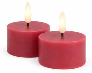 SIRIUS Sada LED čajové svíčky na baterie Sille Tealight, Ø 6 × 3,4 cm, tmavá švestka, z pravého vosku, balení 2 ks