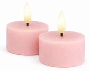 SIRIUS Sada LED čajové svíčky na baterie Sille Tealight, Ø 6 × 3,4 cm, jemně růžová, z pravého vosku, balení 2 ks