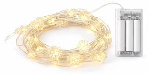 DECOLED LED světýlka na baterie, vločky, 2,3 m, teple bílá, 20 diod, drátek, IP20 interiér, 2 × AA