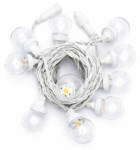 DECOLED Easy Fix LED party osvětlení, 5 m, venkovní, 10 transparentních kouliček, 70 teple bílých diod, bílý kabel, IP67, prodlužovací