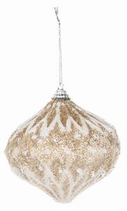 DECOLED Vánoční ozdoba na stromeček glitter 10 cm, bílá zlatá, polystyren, IP44 venkovní