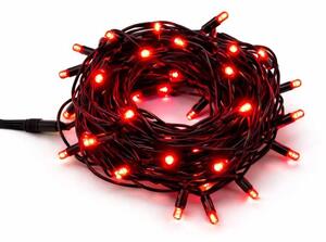DECOLED Easy Fix LED světelný řetěz, 5 m, venkovní, červený, 50 diod, černá kabel, IP44