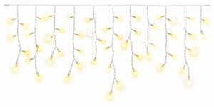 DECOLED Easy Fix venkovní LED rampouchy, světelné krápníky, 300 × 50 cm, teple bílá, 114 diod, bílý kabel, IP67, prodlužovací