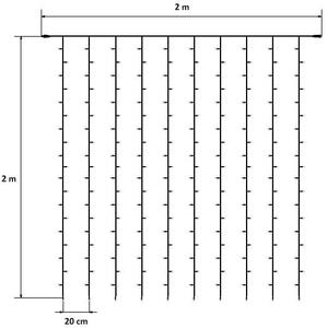 DECOLED Hobby Line LED světelný závěs do okna, 200 × 200 cm, teple bílá, 200 diod, čirý kabel, IP20 do interiéru, prodlužovací
