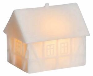 SIRIUS LED svítící Kodaňský hrázděný domeček, 9 × 6 × 8 cm, voskový, teple bílá, bílý