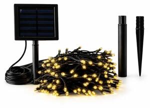 DECOLED LED venkovní solární světýlka na zahradu, 20 m, teple bílá, 200 diod, černý kabel, IP44, solární panel