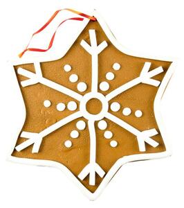 DECOLED Velká vánoční ozdoba perníková hvězda 25 cm, k zavěšení, PVC, IP44, venkovní