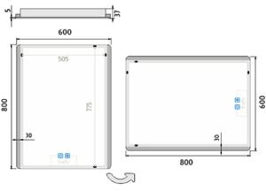 Nimco LED zrcadlo 21W, 60x80 cm se dvěma dotykovými senzory