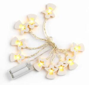 DECOLED LED světýlka na baterie, dřevění andílci, 2 m, teple bílá, 10 diod, čirý kabel, IP20 interiér, 2 × AA