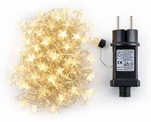 DECOLED LED světelný řetěz, hvězdičky na drátku, 5 m, venkovní, teple bílá, 400 diod, stříbrný kabel IP44, vč. zdroje