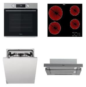 Set spotřebičů Whirlpool trouba OMK58CU1SX + sklokeramická deska AKT8090NE + vestavná myčka 60cm WIC3C26F + výsuvná digestoř 60cm AKR7491IX