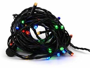 DECOLED Hobby Line LED světelný řetěz, venkovní, 4 m, barevný, 32 diod, tmavě zelený kabel, IP44, prodlužovací