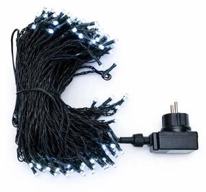 DECOLED LED světelný řetěz, venkovní, 40 m, ledově bílá, 200 diod, černý kabel, IP44, vč. zdroje