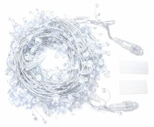 DECOLED Eco Fix světelný řetěz venkovní s krystalky, 8 m, ledově bílá, 80 diod, 36 V, čirý kabel, IP44