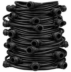 DECOLED Easy Fix světelná girlanda, venkovní, 50 m, pro 50 žárovek E27, černý kabel, IP67, bez žárovek, cívka