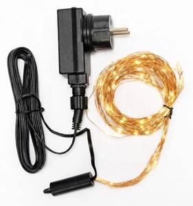 DECOLED LED světelný řetěz, kapičky, 12 pramenů × 1,5 m venkovní, teple bílá, 180 diod, měděný kabel, IP44, vč. zdroje