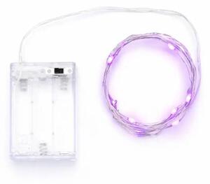 DECOLED LED světýlka na baterie, kapičky, 2,30 m, růžová, 20 diod, drátek, IP20 interiér, 3 × AA