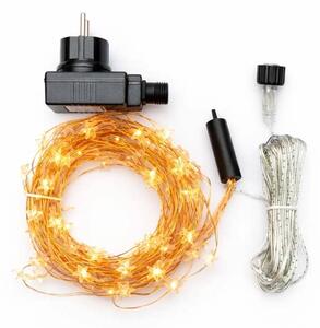 DECOLED LED světelný řetěz, hvězdičky, 12 pramenů × 1,5 m, venkovní, teple bílá, 180 diod, měděný kabel, IP44, vč. zdroje