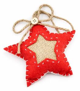 DECOLED Vánoční ozdoba na stromeček látková vánoční hvězda 11,5 cm, závěsná