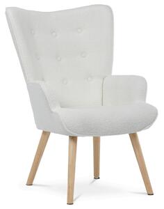 Relaxační křeslo ušák SKALA - bílá bouclé látka