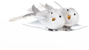 DECOLED Vánoční dekorace ptáček 9 × 4 cm, bílý, balení 2 ks