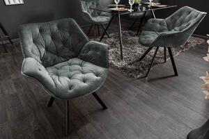 Designová otočná židle Kiara tmavě zelený samet