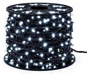 DECOLED Easy Fix LED světelný řetěz, 100 m, venkovní ledově bílá s FLASH, 600 diod, černý kabel, IP67, cívka