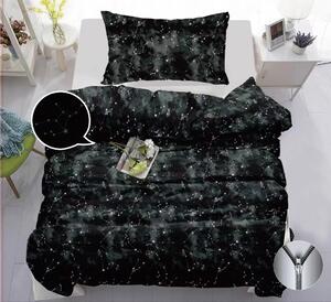 Povlečení 2dílné 140×200 + 70×90 – svítící hvězdy, černá galaxie, se zipem