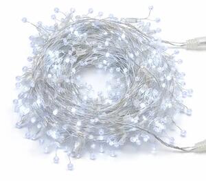DECOLED Eco Fix světelný řetěz venkovní s krystalky, 8 m, ledově bílá, 80 diod, 24 V, čirý kabel, IP44