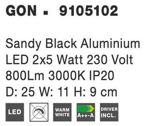 NV 9105102 Bodové svítidlo GON černý hliník LED 2x5W 230V 3000K IP20 - NOVA LUCE