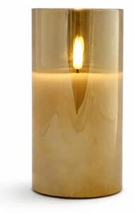 DECOLED LED svíčka ve skle na baterie, Ø 7,5 × 15 cm, šedá, 2× AA, teple bílá