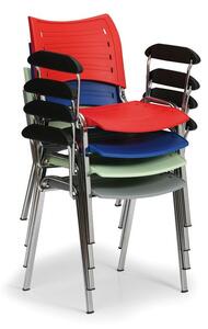 Plastová židle SMART, chromované nohy s područkami, modrá