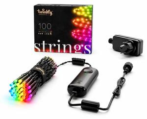 LEDWORKS Barevná světýlka venkovní Twinkly strings světelný řetěz 8 m, 100 diod RGB, černý kabel, IP44