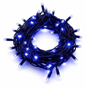 DECOLED Easy fix LED světelný řetěz, 5 m, venkovní, modrý, 50 diod, černý kabel, IP67