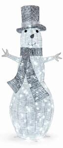 DECOLED 3D LED svítící sněhulák, 107 cm, ledově bílá s Flash, 120 LED, bílo stříbrný, IP44