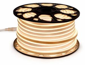 DECOLED Easy Fix LED Neon hadice venkovní, 50 m, D-TYP dvoustranný, teple bílá, 3000 diod, bílý kabel, IP44, cívka