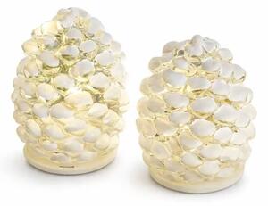 SIRIUS LED skleněná dekorace, šišky, sada 2 kusy, zasněžené