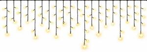DECOLED Easy Fix venkovní LED rampouchy, světelné, 300 × 50 cm, teple bílá s FLASH, 114 diod, černý kabel, IP67, prodlužovací