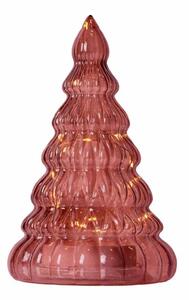 SIRIUS LED svítící stromeček na baterie skleněný, vínový, 23,5 × 13 cm, 3× AA