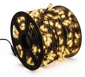 DECOLED Easy Fix LED světelný řetěz, 100 m, venkovní teple bílá, 400 MEGA LED, černý kabel, IP67, cívka