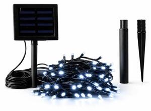 DECOLED LED venkovní solární světýlka na zahradu, 5 m, ledově bílá, 50 diod, černý kabel, IP44, solární panel