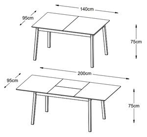Rozkládací jídelní stůl Zabrina 140-200 cm přírodní dub