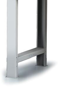 Samostatná kovová noha pro dílenské stoly MECHANIC I, pevná, výška 840 mm, šedá
