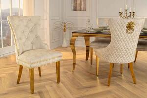 Designová židle Queen Lví hlava béžový samet