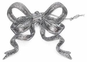 DECOLED Dekorace mašle 9 × 8 cm, stříbrná