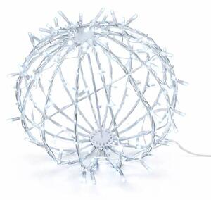DECOLED Easy fix 3D LED svítící koule, skládací, pr. 40 cm, ledově bílá, bílý kabel, IP67, hliník