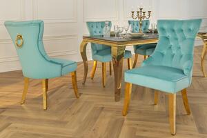 Designová židle Queen světle modrý samet