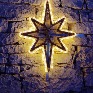 DECOLED Easy Fix 2D LED světelná hvězda X., 80 × 104 cm, teple bílá, závěsná, 3D tisk, zlatá