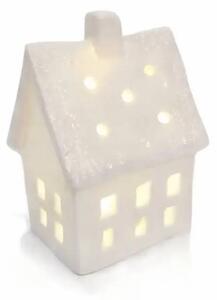 DECOLED LED dekorace keramický domeček 7 × 6 × 10 cm, teple bílá, 2× LR44