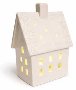 DECOLED LED dekorace keramický domeček 10,6 × 8,7 × 16,8 cm, teple bílá, 2× LR44